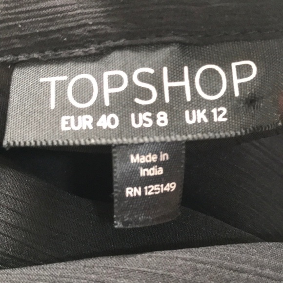 𝅺TOPSHOP black sheer long sleeve sequin collar shirt blouse sz 8 - Picture 10 of 11